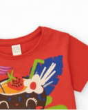 T-shirt rouge pour fille avec imprimé tropical de noix de coco