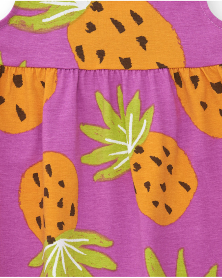 Robe violette pour fille avec imprimé d'ananas tropicaux