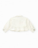 Veste blanche en toile pour fille avec boutons et volant inférieur