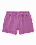 Short lilas pour fille avec taille élastique et broderie florale