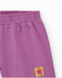 Short lilas pour fille avec taille élastique et broderie florale