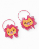 Pack de deux chouchous roses pour fille avec applique de lion brillant