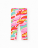 Leggings multicolores pour fille avec imprimé abstrait et taille élastique