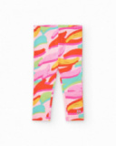 Leggings multicolores pour fille avec imprimé abstrait et taille élastique