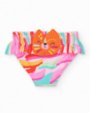 Slip de bain rose pour fille avec imprimé multicolore et volants Slip de bain rose pour fille avec imprimé multicolore et volants