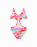 Trikini multicolore pour fille avec visage d’animal décoratif Trikini multicolore pour fille avec visage d’animal décoratif