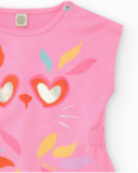 Robe rose pour fille avec imprimé animal et détails métalliques