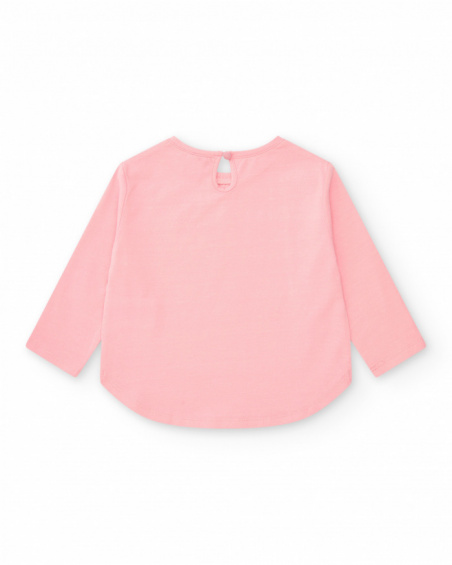 T-shirt rose à manches longues pour fille avec imprimé d’animaux