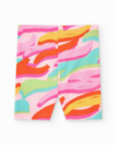 Legging cycliste multicolore pour fille avec imprimé artistique