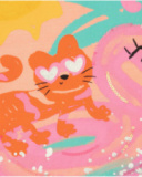 T-shirt orange pour fille avec tigre, flamant rose et détails tropicaux