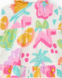 Robe blanche pour fille avec imprimé floral et bretelles froncées