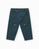 Pantalon vert pour garçon avec détails orange et taille élastique