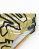 Slip de bain kaki pour garçon avec imprimé de dinosaures