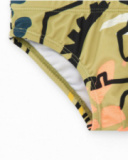 Slip de bain kaki pour garçon avec imprimé de dinosaures