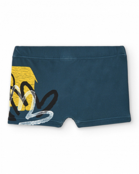Boxer de bain bleu et jaune pour garçon avec dinosaures