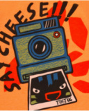 T-shirt orange pour garçon avec imprimé d’appareil photo et texte