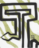 T-shirt blanc pour garçon avec imprimé et lettres en vert et noir