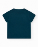 T-shirt vert et jaune pour garçon avec design de lunettes