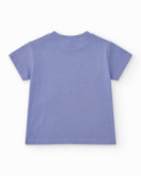 T-shirt lilas pour garçon avec imprimé de dinosaure et détails lumineux