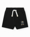 Short noir en polaire pour garçon avec taille ajustable
