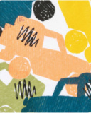 T-shirt blanc pour garçon avec véhicules multicolores et fermeture à l’épaule