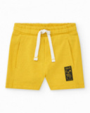 Bermuda jaune pour garçon avec cordon ajustable et poches Bermuda jaune pour garçon avec cordon ajustable et poches