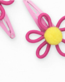 Barrettes pour fille avec fleurs en fuchsia et jaune