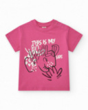 T-shirt rose pour fille avec phrase "THIS IS MY WILD SIDE"