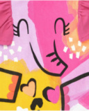 T-shirt blanc pour fille avec volants fuchsia aux épaules