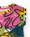 T-shirt blanc pour fille avec fleurs et fermeture à l’épaule