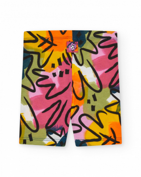 Leggings cyclistes multicolores pour fille avec imprimé abstrait