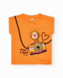 T-shirt pour fille avec appareil photo en sequins et phrase "Strike a pose!!"