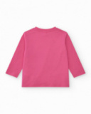 T-shirt rose pour fille avec étoiles et formes géométriques