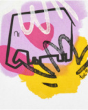 T-shirt blanc pour fille avec éléphant en rose, jaune et noir