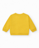 Sweat en polaire jaune pour garçon avec col rond et finitions côtelées