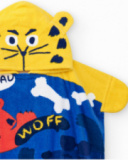 Serviette-poncho bleue et jaune pour garçon avec capuche à oreilles