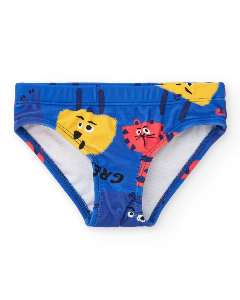 Culotte de bain bleue pour garçon avec animaux tropicaux