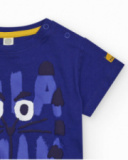 T-shirt bleu pour garçon avec chat et phrase "HEY!! BUDDIES" T-shirt bleu pour garçon avec chat et phrase "HEY!! BUDDIES"