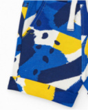 Bermuda bleu pour garçon avec imprimé jaune et blanc Bermuda bleu pour garçon avec imprimé jaune et blanc