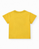 T-shirt jaune pour garçon avec animal bleu et phrase "I'm Great"