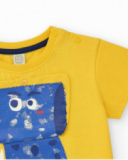 T-shirt jaune pour garçon avec animal bleu et phrase "I'm Great"