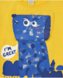 T-shirt jaune pour garçon avec animal bleu et phrase "I'm Great"