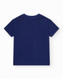T-shirt bleu pour garçon avec phrase "Having a Great Time"