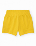 Short jaune pour fille avec nœud décoratif et taille élastique Short jaune pour fille avec nœud décoratif et taille élastique