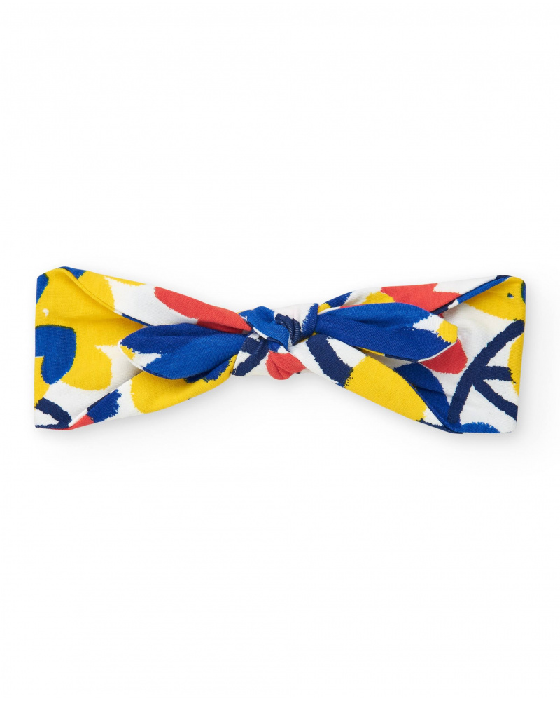 Diadème blanc pour fille avec imprimé floral