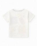 T-shirt blanc pour garçon avec illustrations florales T-shirt blanc pour garçon avec illustrations florales