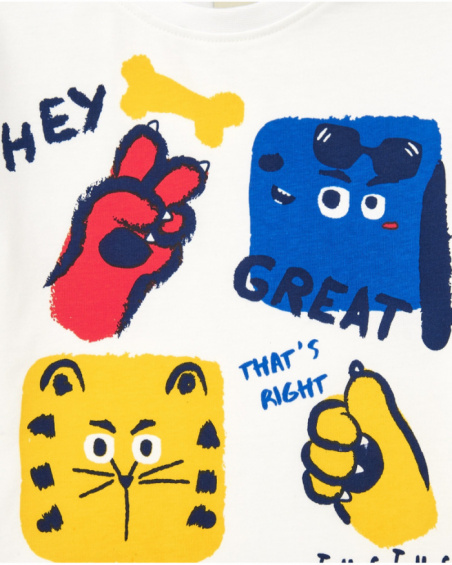 T-shirt blanc pour garçon avec illustrations florales T-shirt blanc pour garçon avec illustrations florales