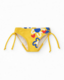 Culotte de bain jaune pour fille avec fleurs et nœuds ajustables Culotte de bain jaune pour fille avec fleurs et nœuds ajustables