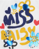 T-shirt sans manches blanc pour fille avec phrase "MISS DAISY"