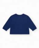 Veste en polaire bleue pour fille avec appliques de fleurs et fermeture éclair